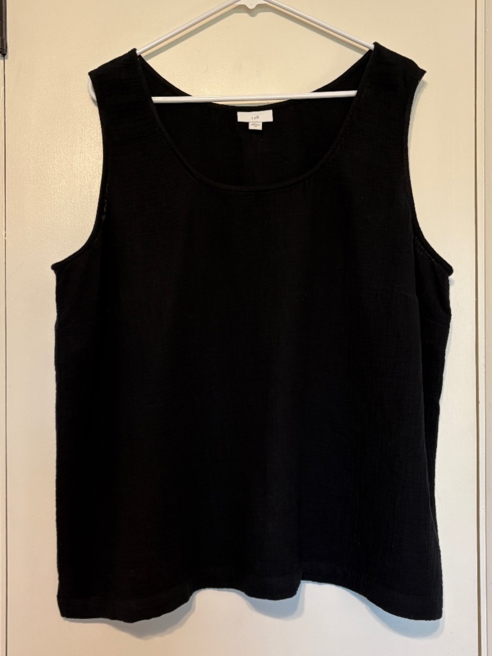 J. Jill Women's Plus Sleeveless Cotton-Gauze Tank Top Shirt 2X Black